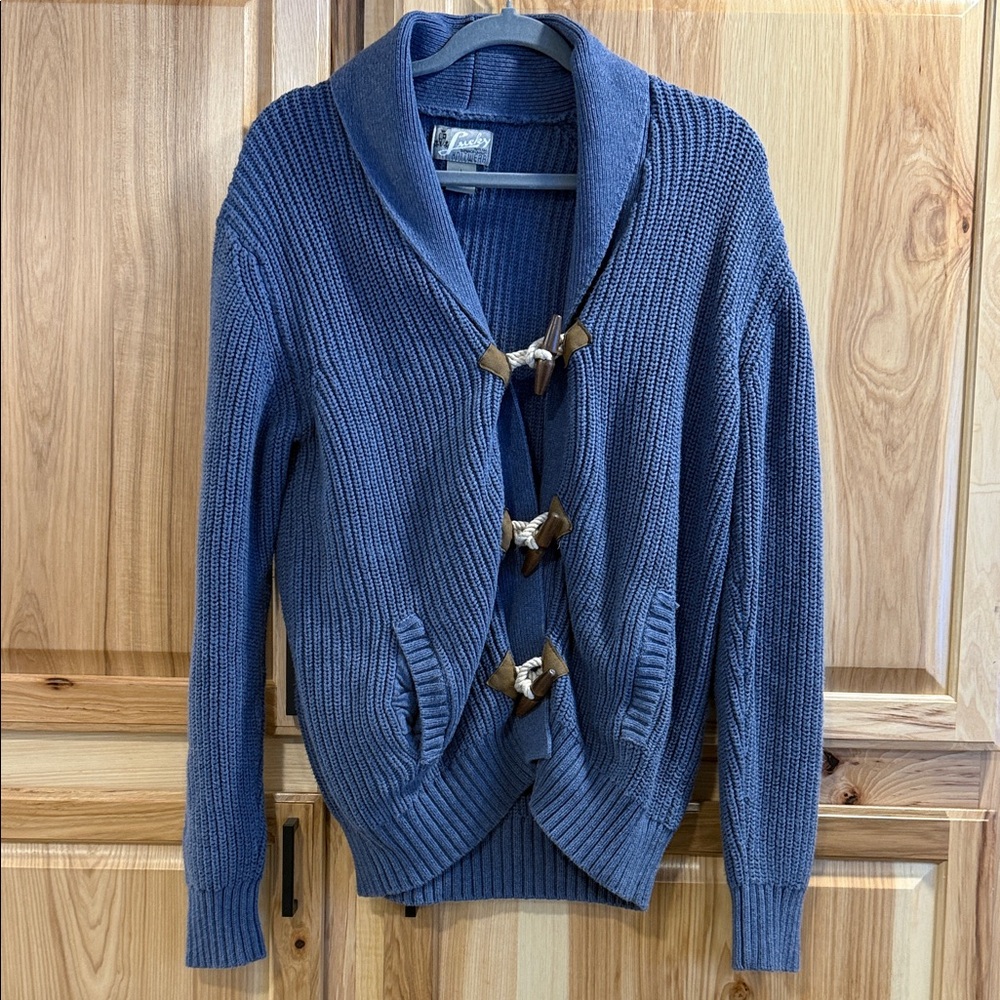 Lucky Brand Toggle Knit Cunky Cotton Knit Unisex Vintage Cardigan Sweater Size L